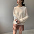 Loose Micro-Openwork Round Neck Pullover